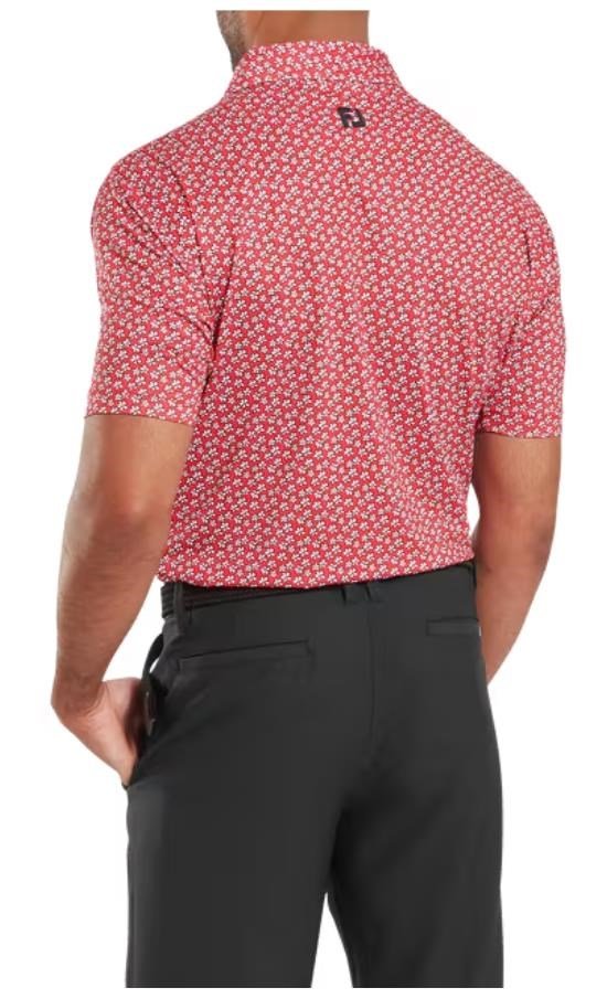 FootJoy Floral Sketch Print męskie polo, white/hibiscus