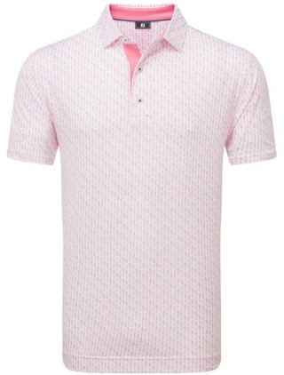 FootJoy Figure Print Lisle męskie polo, biały/różowy