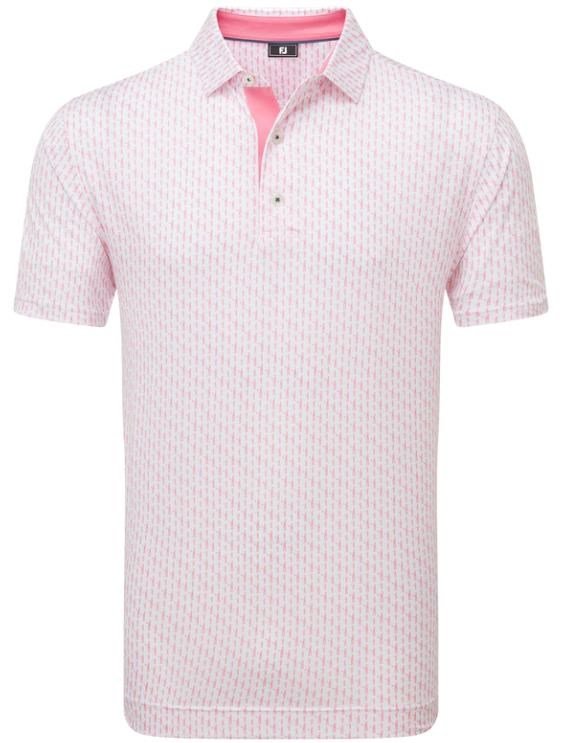FootJoy Figure Print Lisle męskie polo, biały/różowy