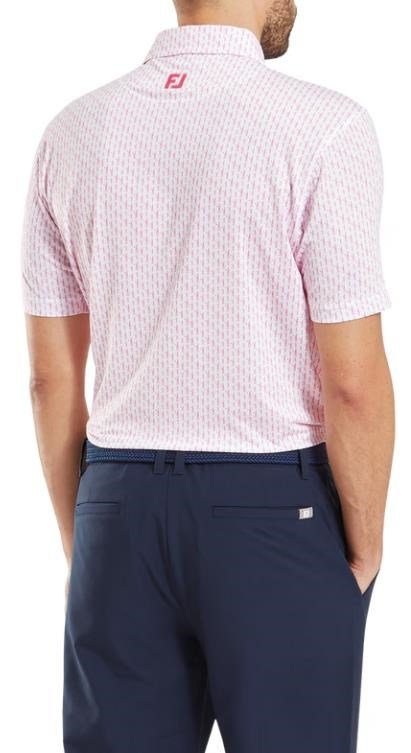 FootJoy Figure Print Lisle męskie polo, biały/różowy