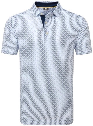 FootJoy Figure Print Lisle męskie polo, biały/granatowy