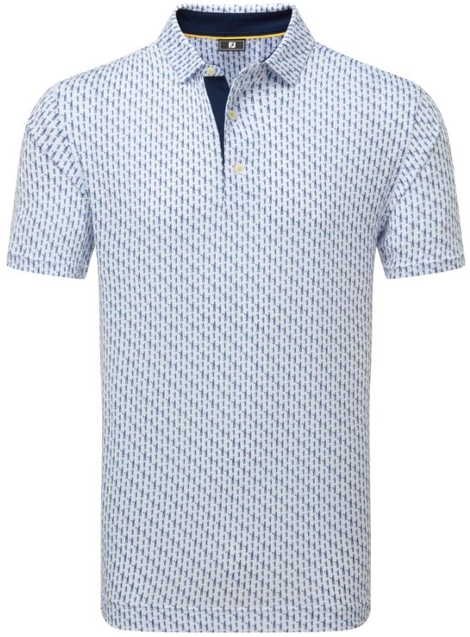 FootJoy Figure Print Lisle męskie polo, biały/granatowy