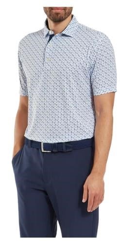 FootJoy Figure Print Lisle męskie polo, biały/granatowy