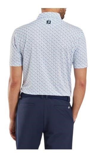 FootJoy Figure Print Lisle męskie polo, biały/granatowy