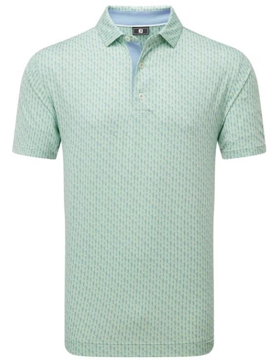 FootJoy Figure Print Lisle męskie polo, jasnozielony/niebieski