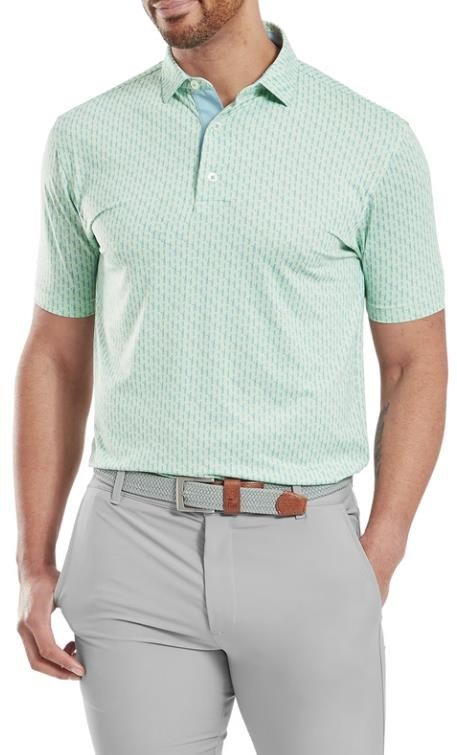 FootJoy Figure Print Lisle męskie polo, jasnozielony/niebieski