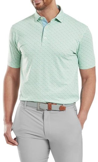 FootJoy Figure Print Lisle męskie polo, jasnozielony/niebieski