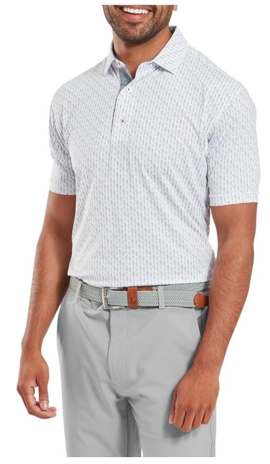 FootJoy Figure Print Lisle męskie polo, white/flint