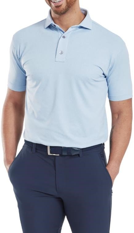 FootJoy Etched Texture Print Lisle męskie polo, niebieski