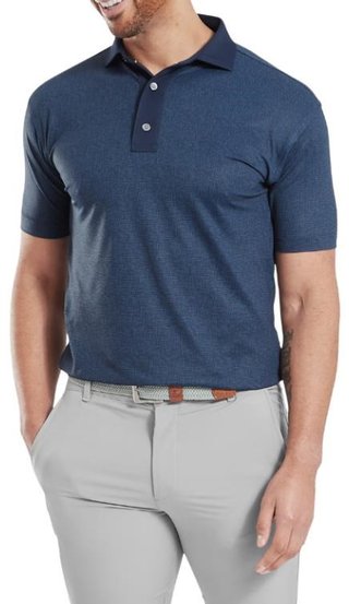FootJoy Etched Texture Print Lisle męskie polo, granatowy