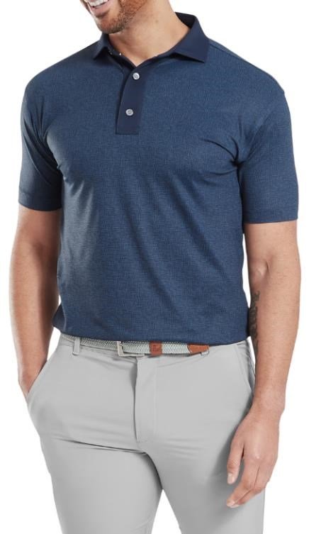 FootJoy Etched Texture Print Lisle męskie polo, granatowy