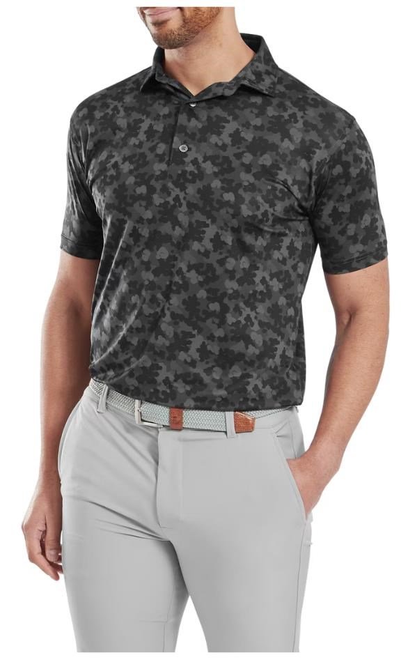 FootJoy Pop Camo Lisle męskie polo, czarne