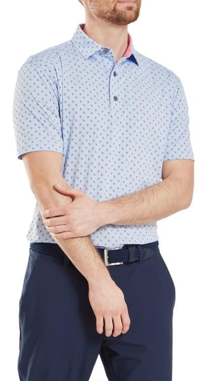 FootJoy Flower Bud Foulard Lisle męskie polo, niebieski