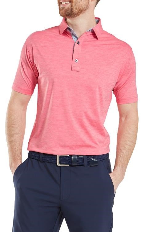 FootJoy Heather Lisle with Trim męskie polo, różowy