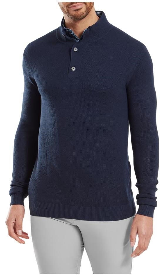 FootJoy Drirelease Button Placket męski sweter, dark denim