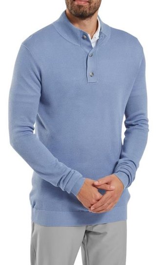 FootJoy Drirelease Button Placket męski sweter, niebieski