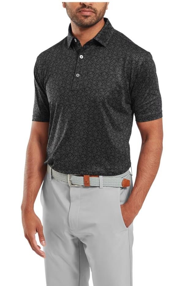 FootJoy Painted Floral Lisle męskie polo, czarne