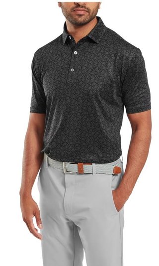 FootJoy Painted Floral Lisle męskie polo, czarne