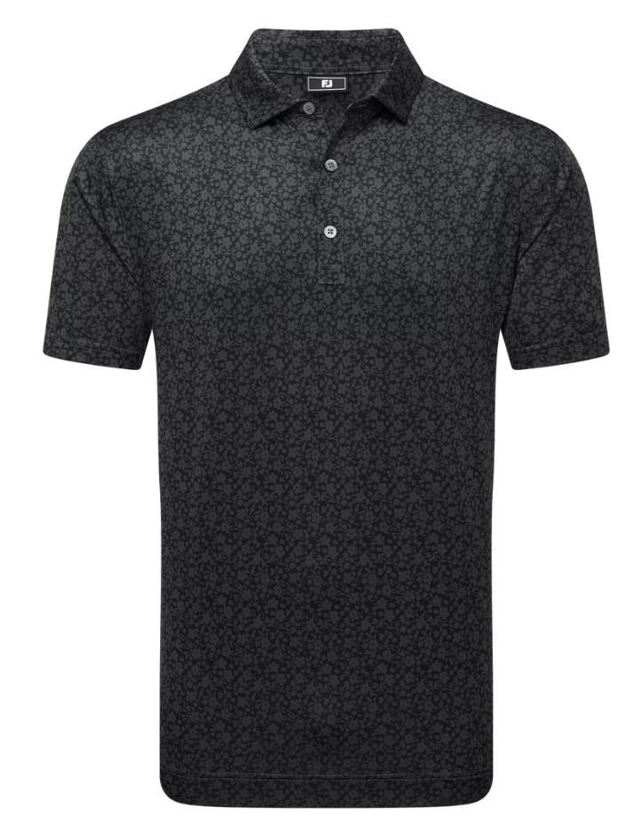 FootJoy Painted Floral Lisle męskie polo, czarne