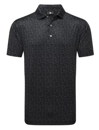 FootJoy Painted Floral Lisle męskie polo, czarne