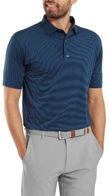 FootJoy Micro Feeder Stripe Lisle męskie polo, granatowy