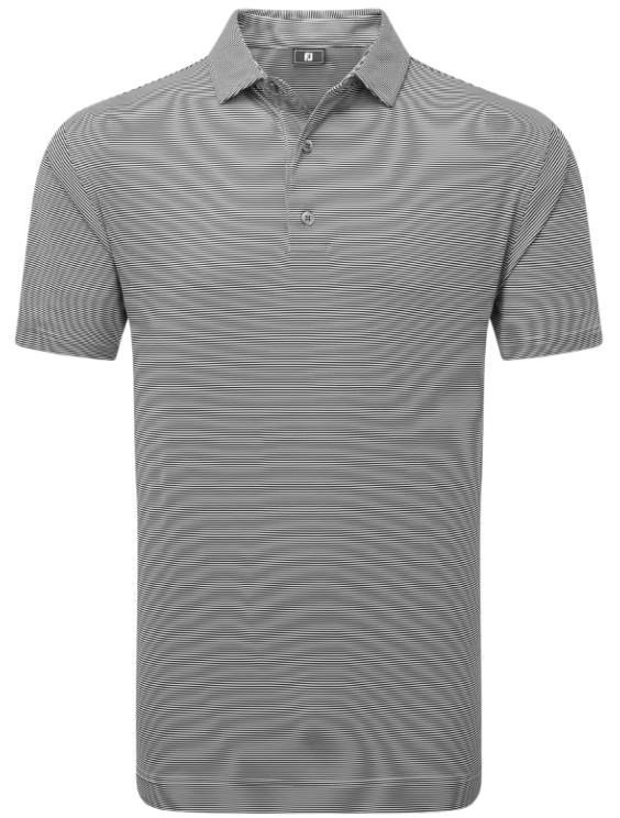 FootJoy Micro Feeder Stripe Lisle męskie polo, czarne/biały