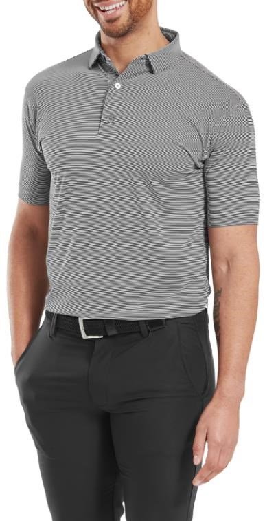 FootJoy Micro Feeder Stripe Lisle męskie polo, czarne/biały