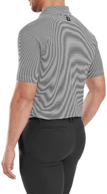 FootJoy Micro Feeder Stripe Lisle męskie polo, czarne/biały