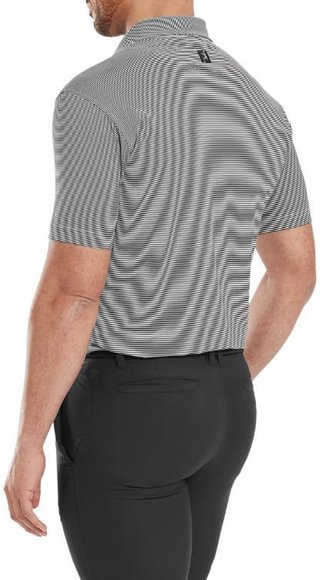 FootJoy Micro Feeder Stripe Lisle męskie polo, czarne/biały