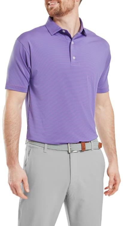 FootJoy Micro Feeder Stripe Lisle męskie polo, marine/pink