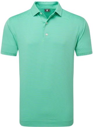 FootJoy Micro Feeder Stripe Lisle męskie polo, lagoon/mint