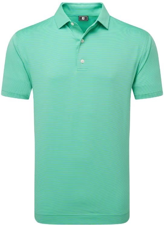 FootJoy Micro Feeder Stripe Lisle męskie polo, lagoon/mint