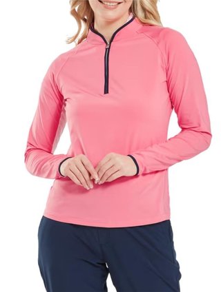 FootJoy 1/4-Zip LS Sun Protection koszulka damska z długim rękawem, pink lemonade