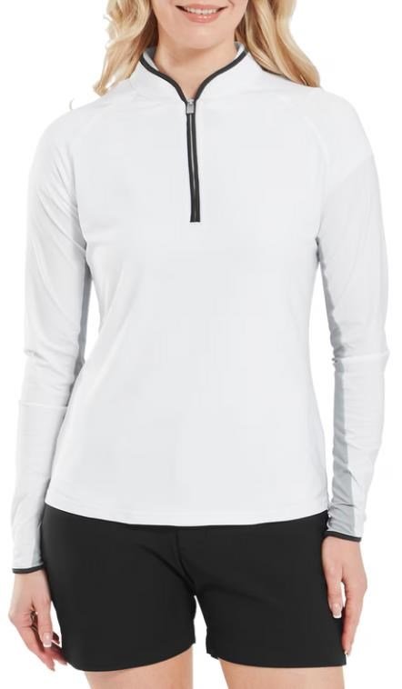 FootJoy 1/4-Zip LS Sun Protection koszulka damska z długim rękawem, biała