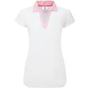 FootJoy Cap Sleeve Print Trim Lisle damskie polo, biało/różowe