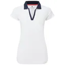 FootJoy Cap Sleeve Print Trim Lisle damskie polo, białeo/granatowe