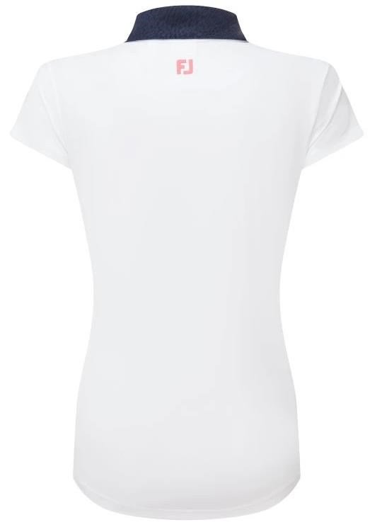 FootJoy Cap Sleeve Print Trim Lisle damskie polo, białeo/granatowe
