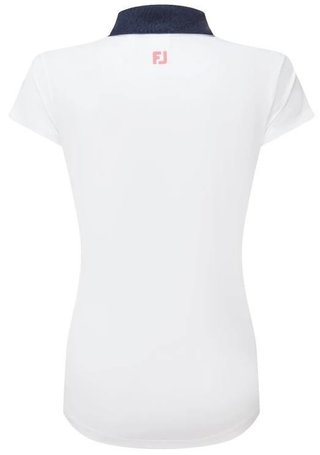 FootJoy Cap Sleeve Print Trim Lisle damskie polo, białeo/granatowe