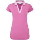 FootJoy Cap Sleeve Print Trim Lisle damskie polo, różowy