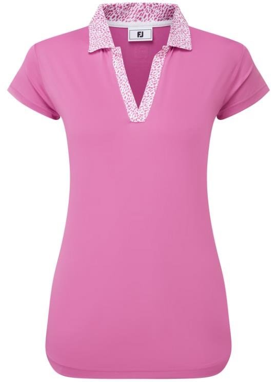 FootJoy Cap Sleeve Print Trim Lisle damskie polo, różowy