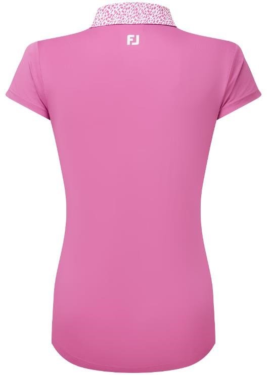 FootJoy Cap Sleeve Print Trim Lisle damskie polo, różowy