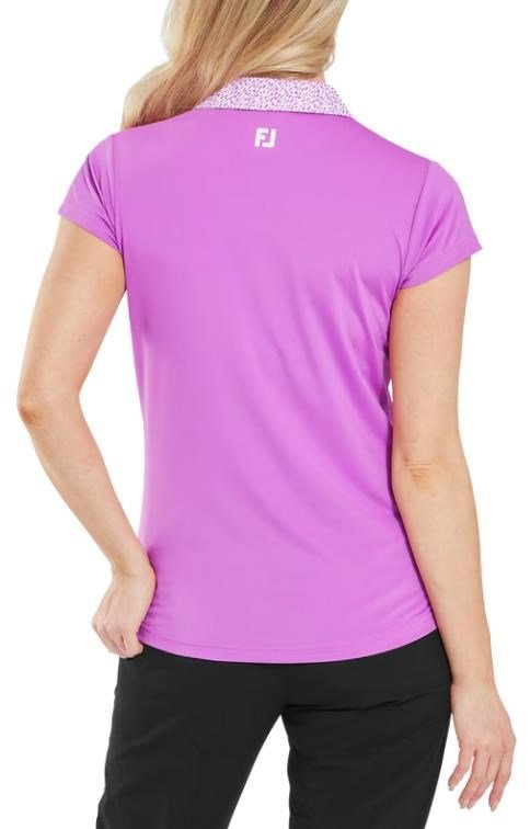 FootJoy Cap Sleeve Print Trim Lisle damskie polo, różowy