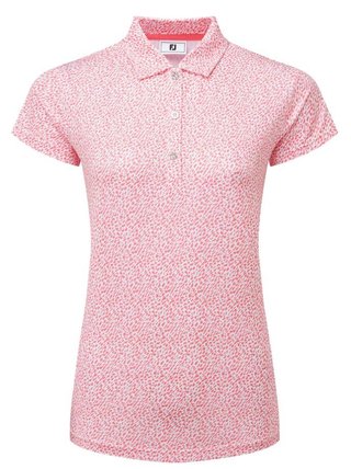 FootJoy Animal Print Cap Sleeve Lisle damskie polo, różowe