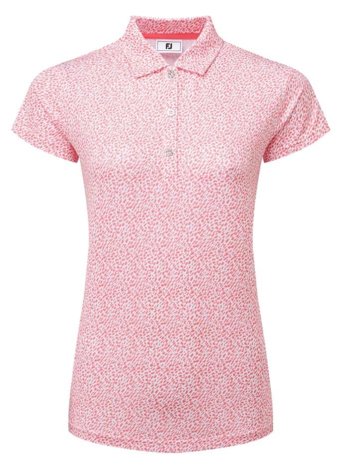 FootJoy Animal Print Cap Sleeve Lisle damskie polo, różowe