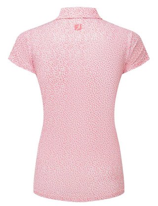 FootJoy Animal Print Cap Sleeve Lisle damskie polo, różowe