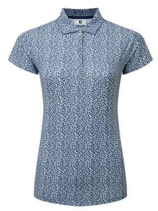 FootJoy Animal Print Cap Sleeve Lisle damskie polo, skyway/white/navy
