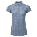 FootJoy Animal Print Cap Sleeve Lisle damskie polo, skyway/white/navy