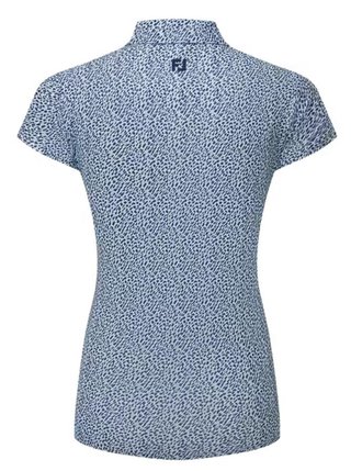 FootJoy Animal Print Cap Sleeve Lisle damskie polo, skyway/white/navy