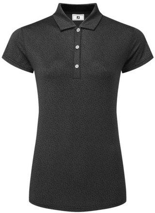 FootJoy Animal Print Cap Sleeve Lisle damskie polo, czarne