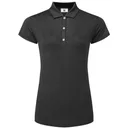 FootJoy Animal Print Cap Sleeve Lisle damskie polo, czarne